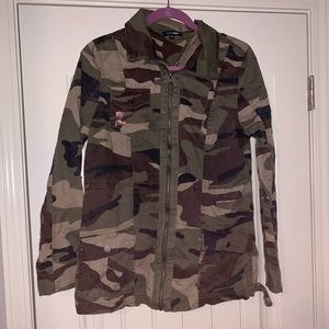 Floral and camo utility jacket